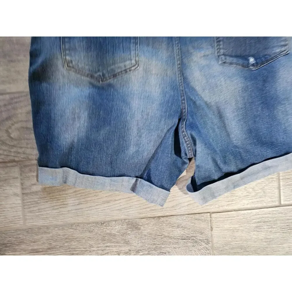 Women's Terra & Sky Denim Jeans Shorts Distressed Size 28W Blue Elastic Waist - Picture 9 of 12